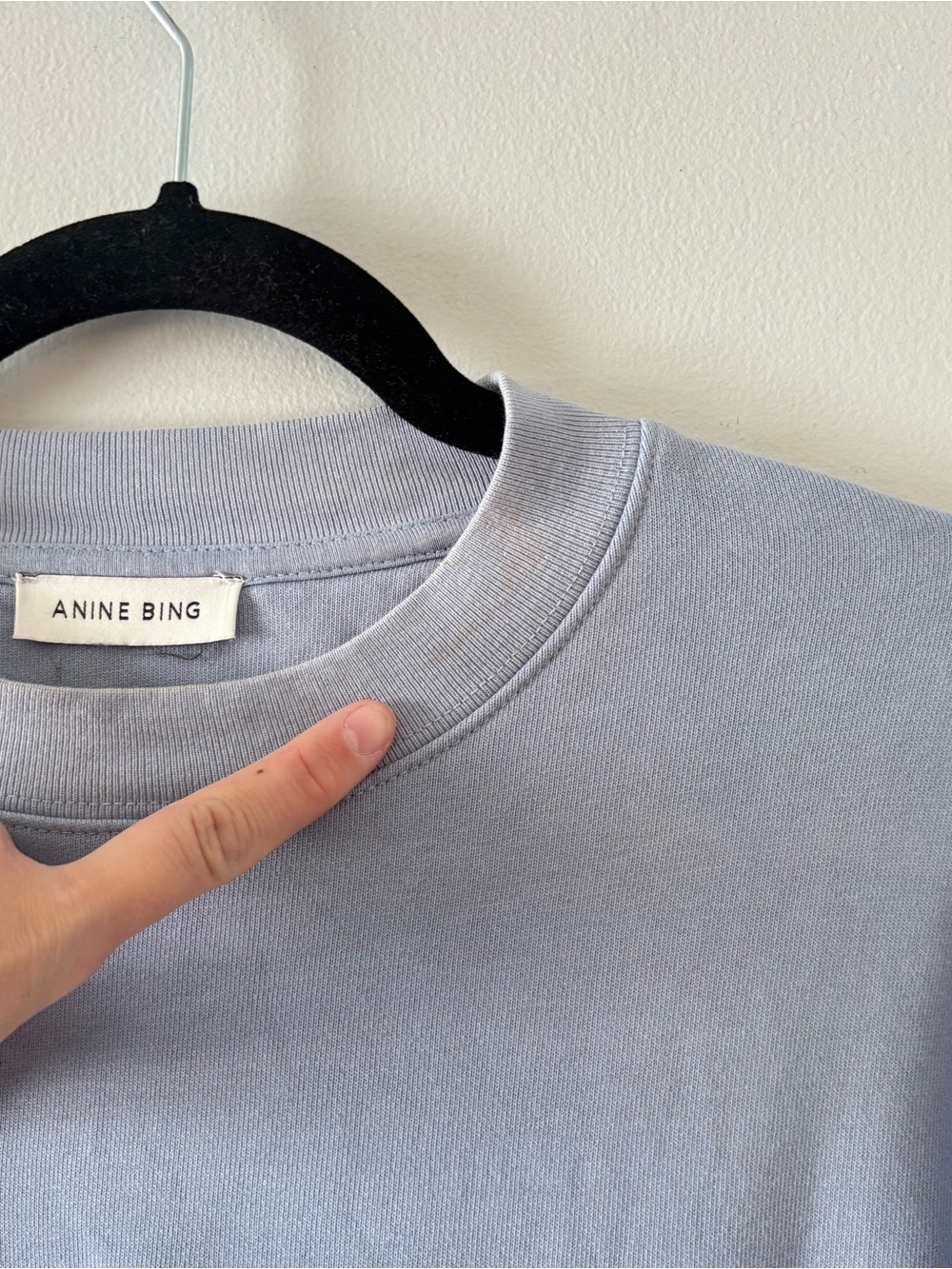 Anine Bing Tyler Crewneck in Capri Blue Oversized Sweatshirt Sweater Graphic - Picture 6 of 10